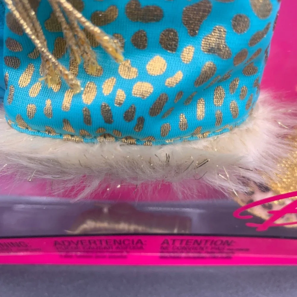 Barbie Fashion Fever Outfit Leopard Print Teal Gold Faux Fur J1375 NIB 2005